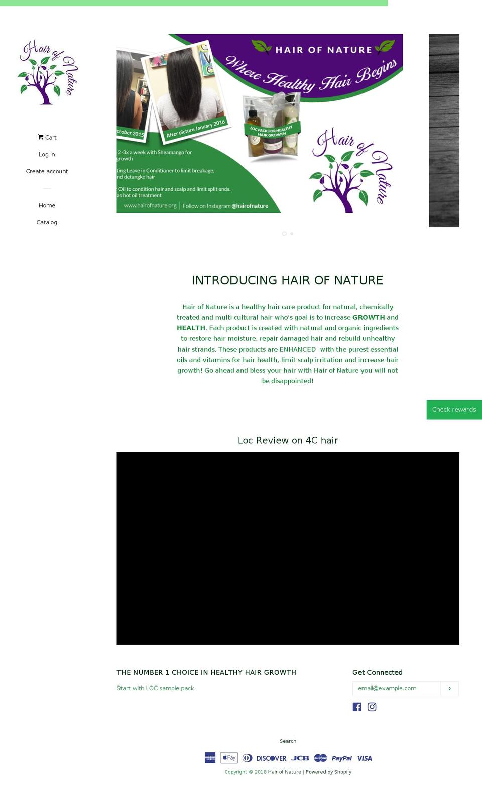 hairofnature.net shopify website screenshot