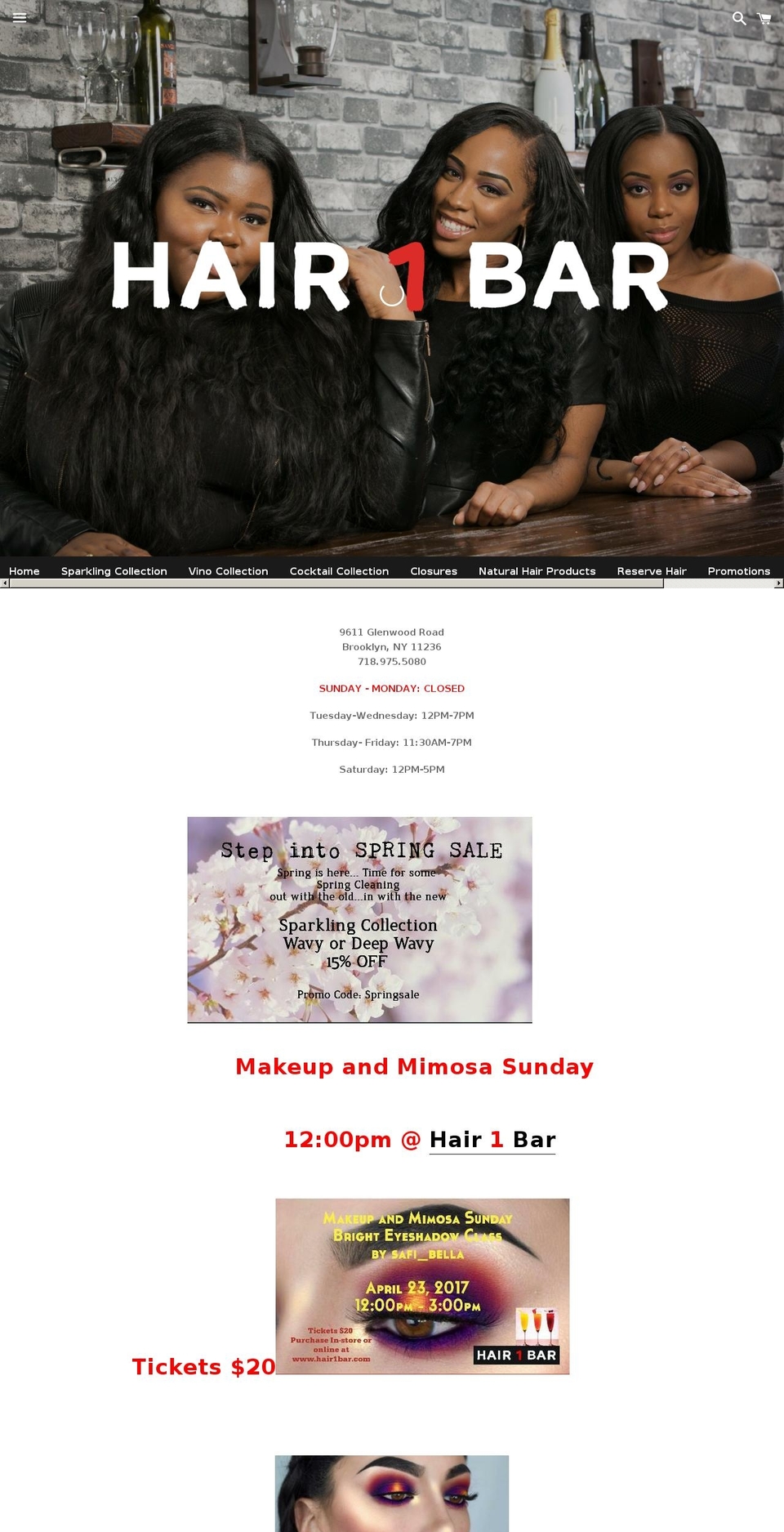 haironebar.com shopify website screenshot