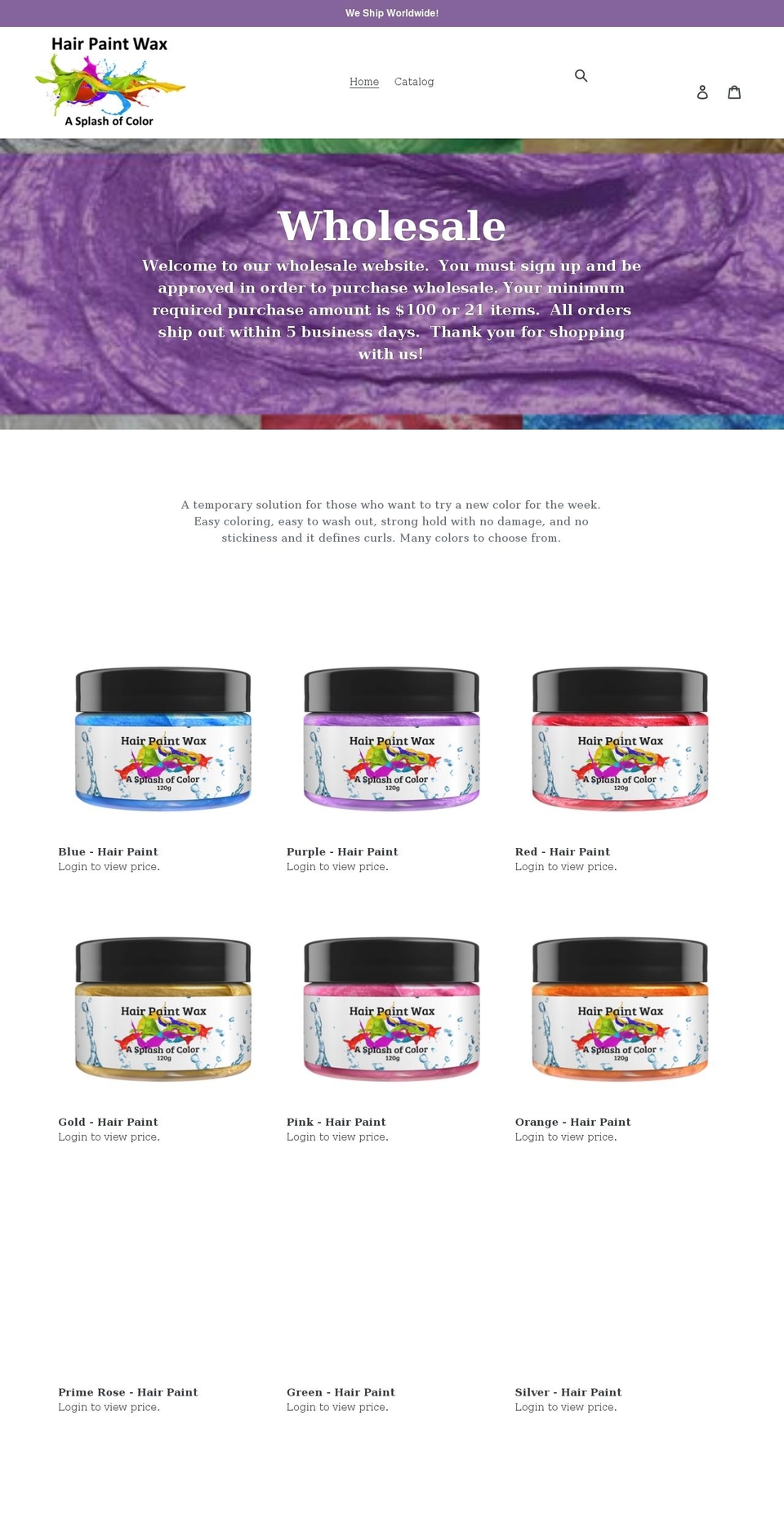 hairpaintwaxwholesale.com shopify website screenshot