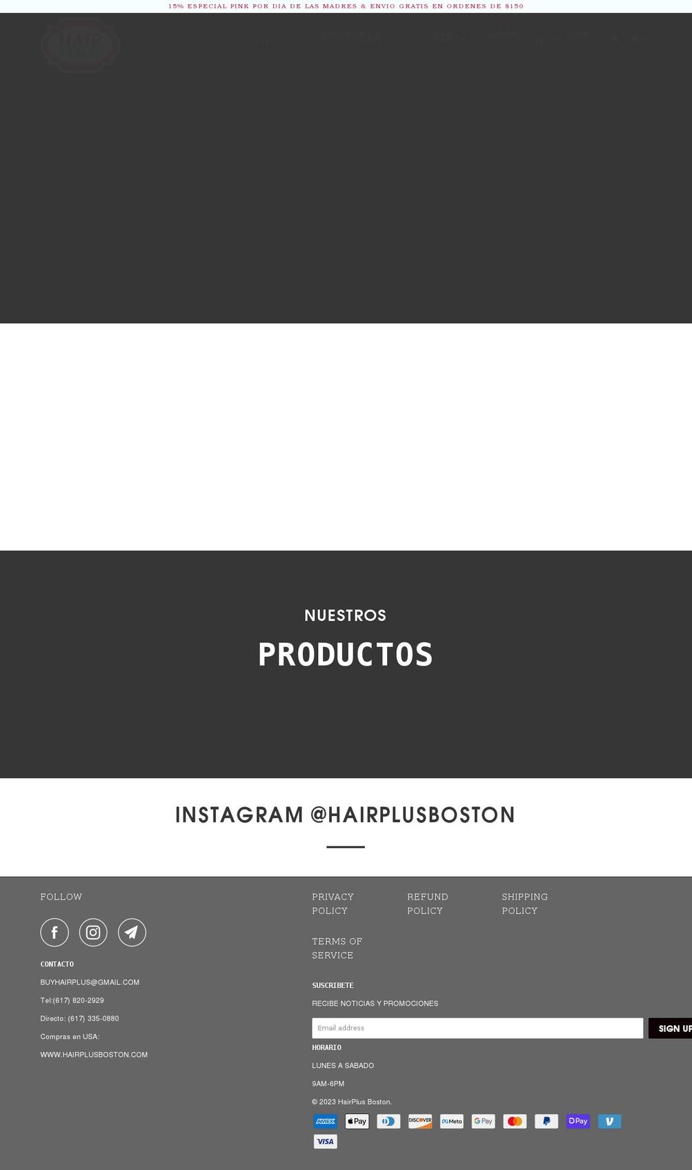 hairplusboston.com shopify website screenshot