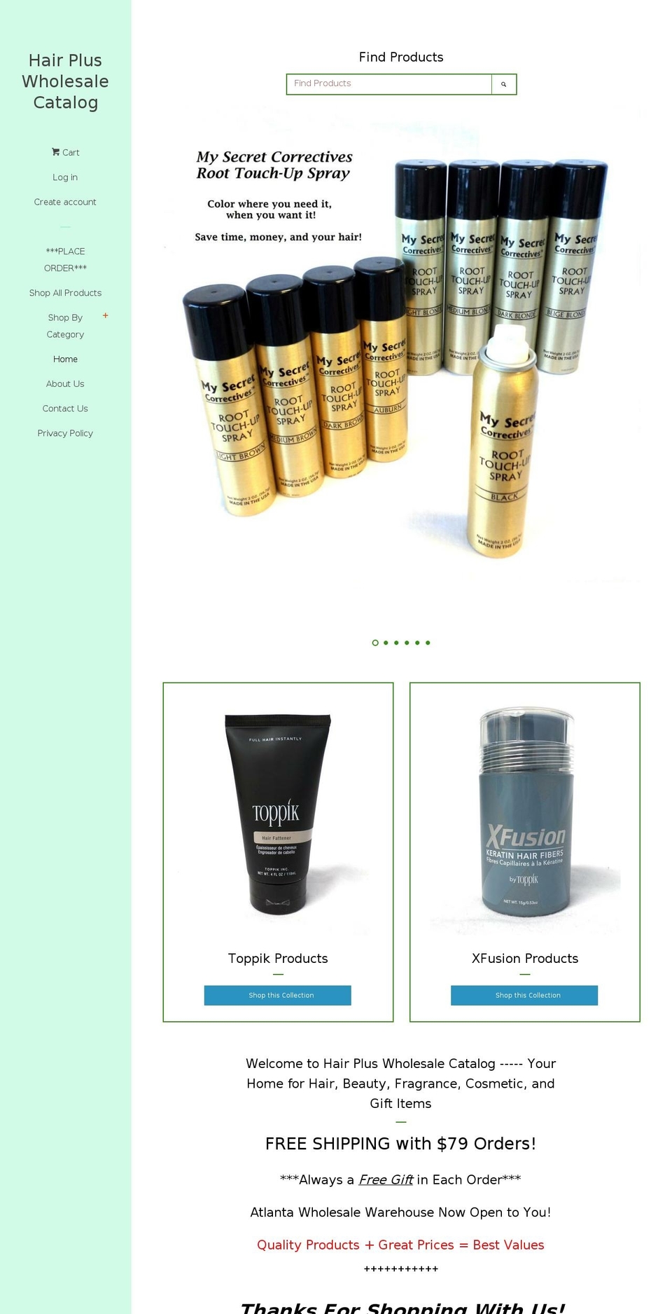 hairpluswholesalecatalog.com — Shopify storefront screenshot