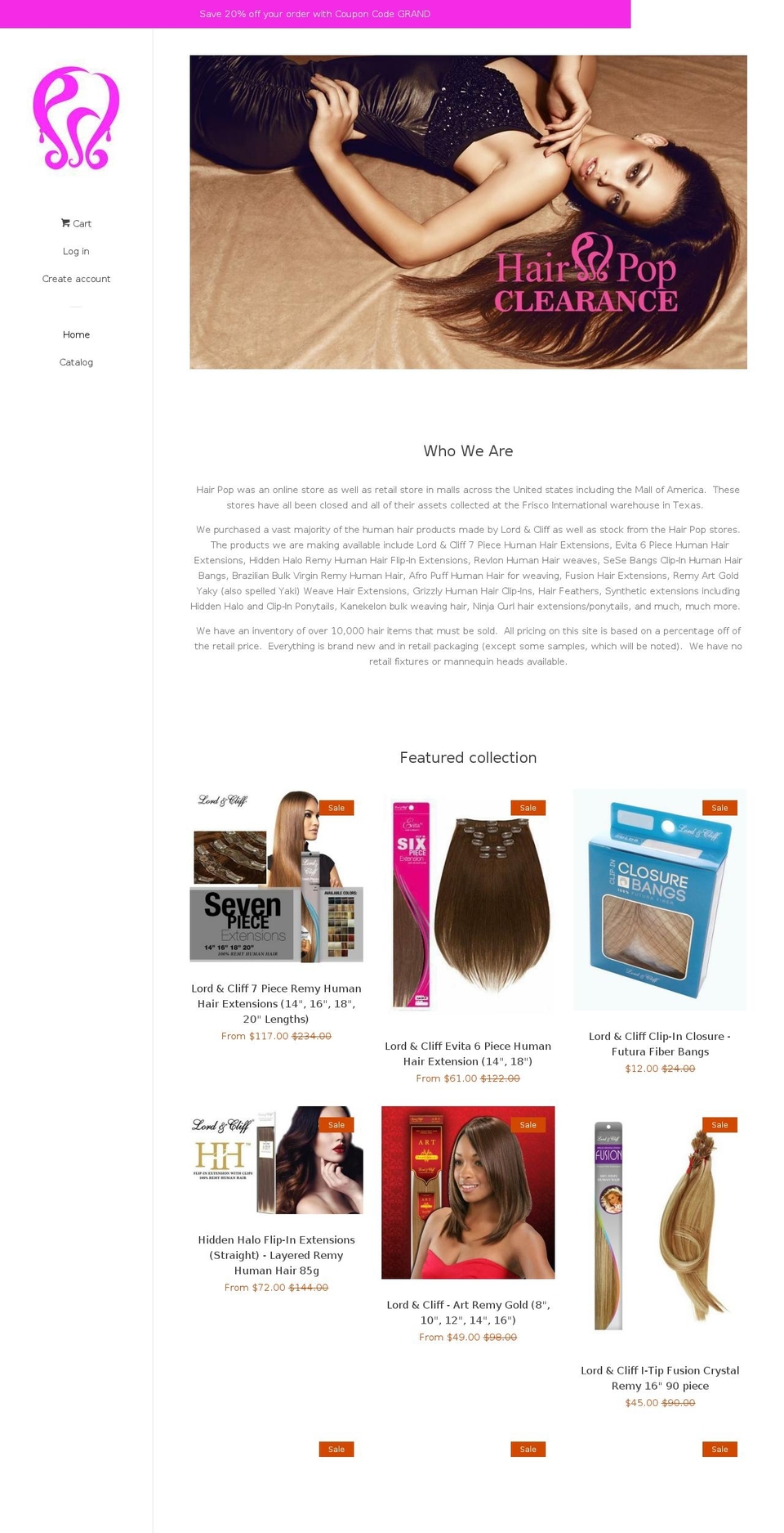 hairpop.net shopify website screenshot