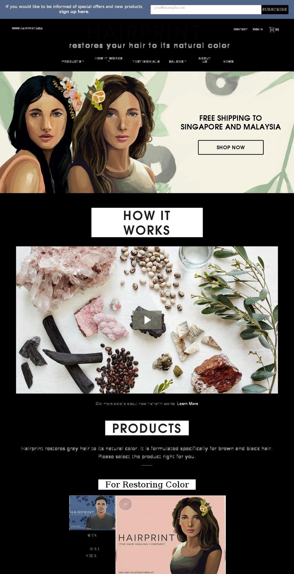 boutique Shopify theme site example hairprint.asia