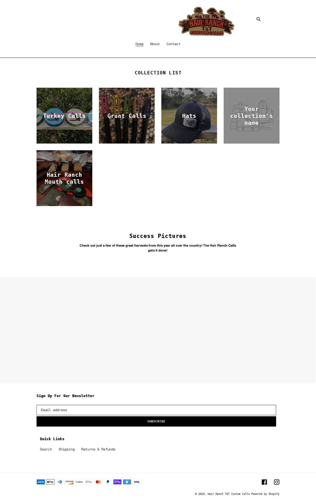 hairranchcustomcalls.com shopify website screenshot