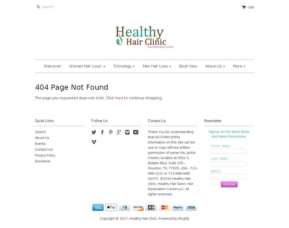 hairrestorationcenterinhouston.com shopify website screenshot