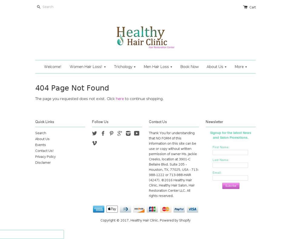 hairrestorationclinicinhouston.com shopify website screenshot