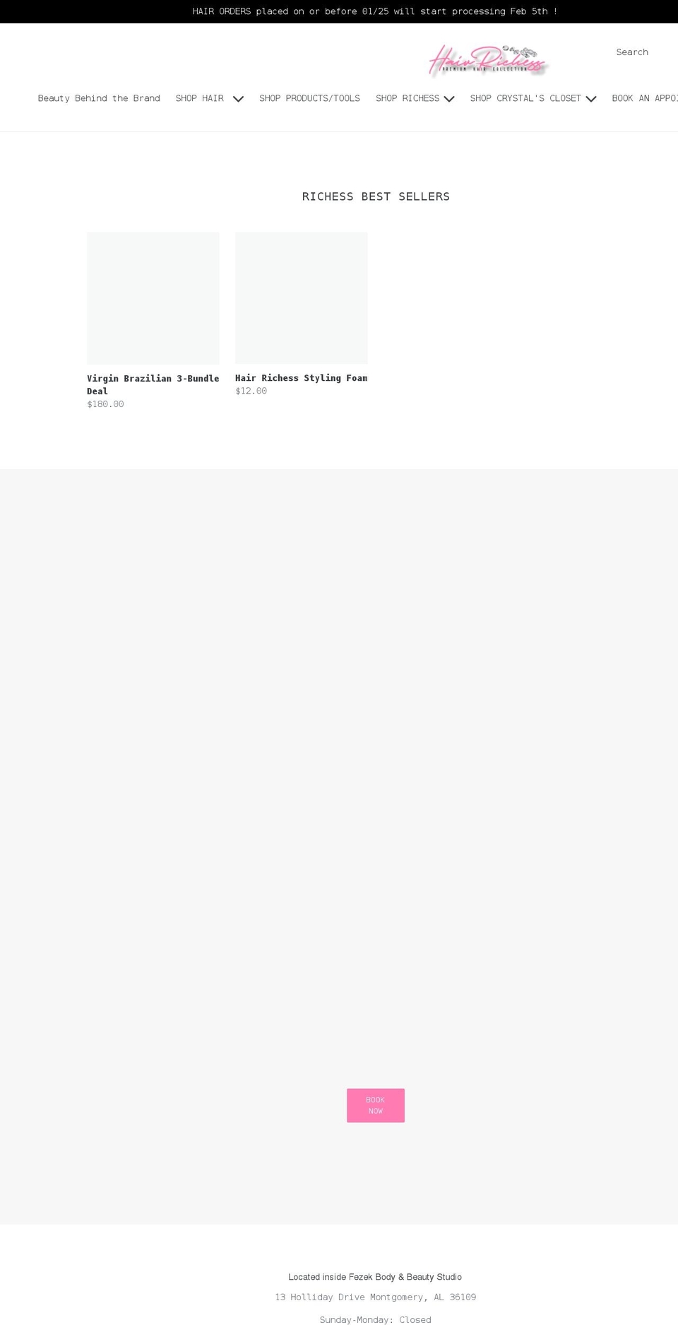 hairrichess.com shopify website screenshot