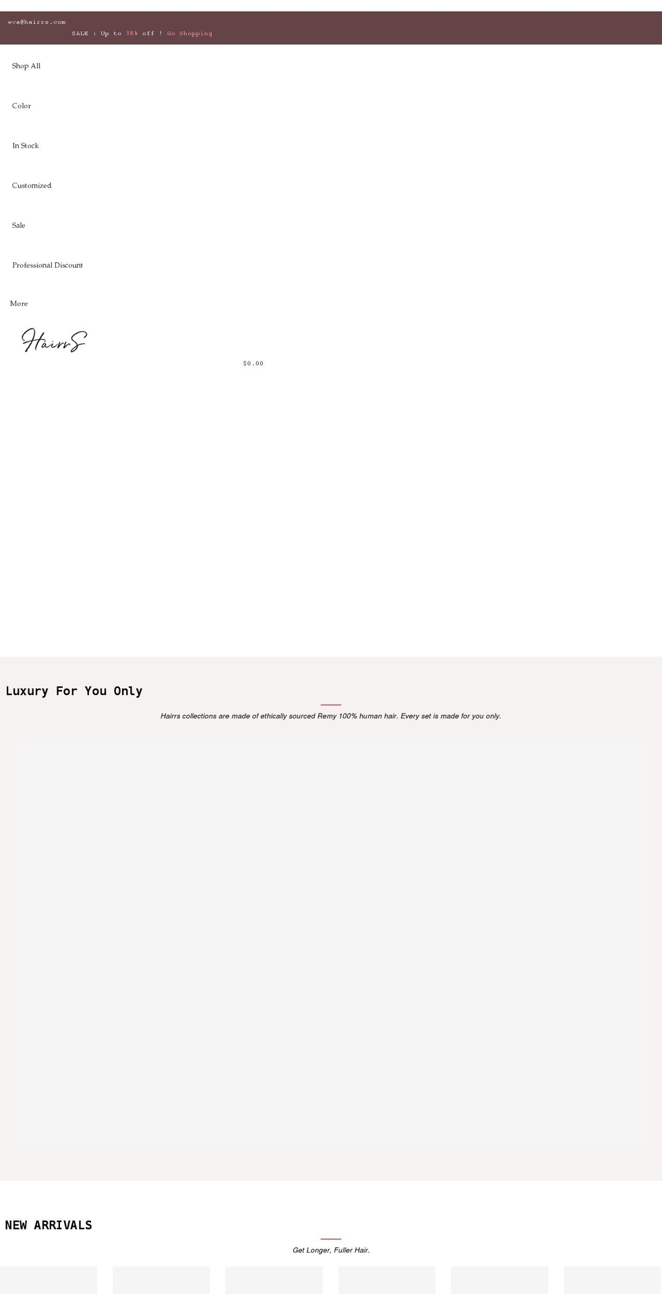 hairrs.com shopify website screenshot