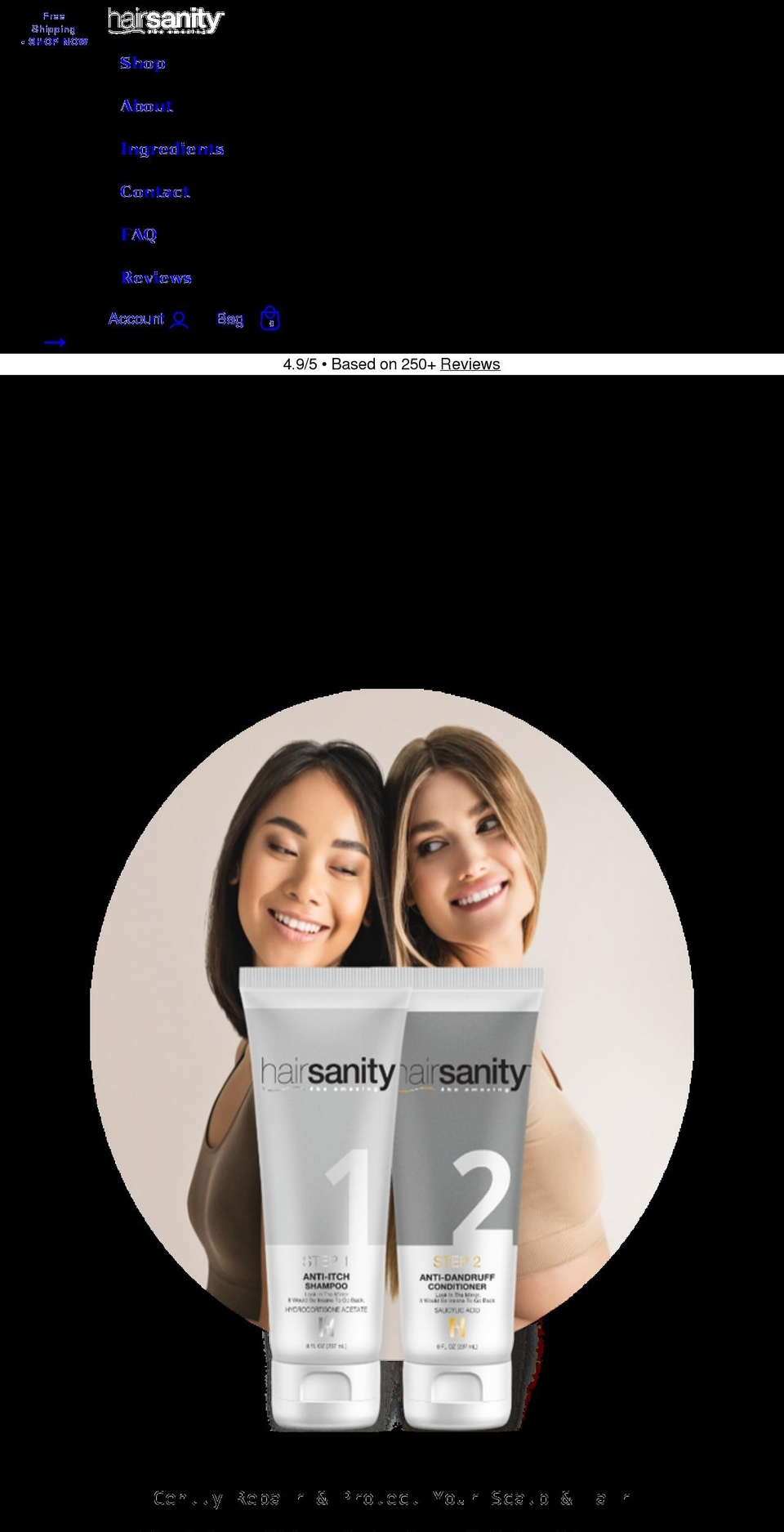 hairsanity.com shopify website screenshot