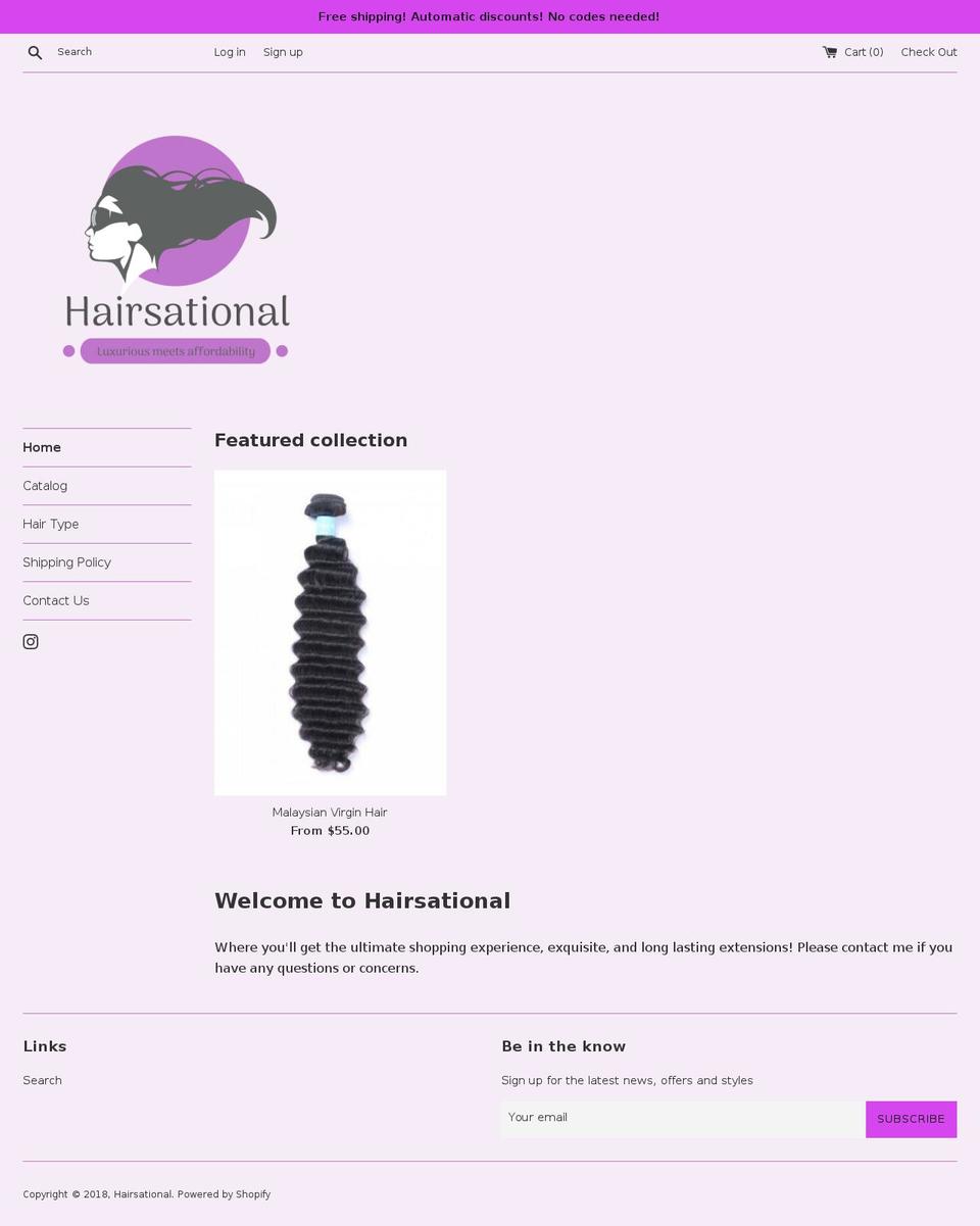 hairsational.com — Shopify storefront screenshot