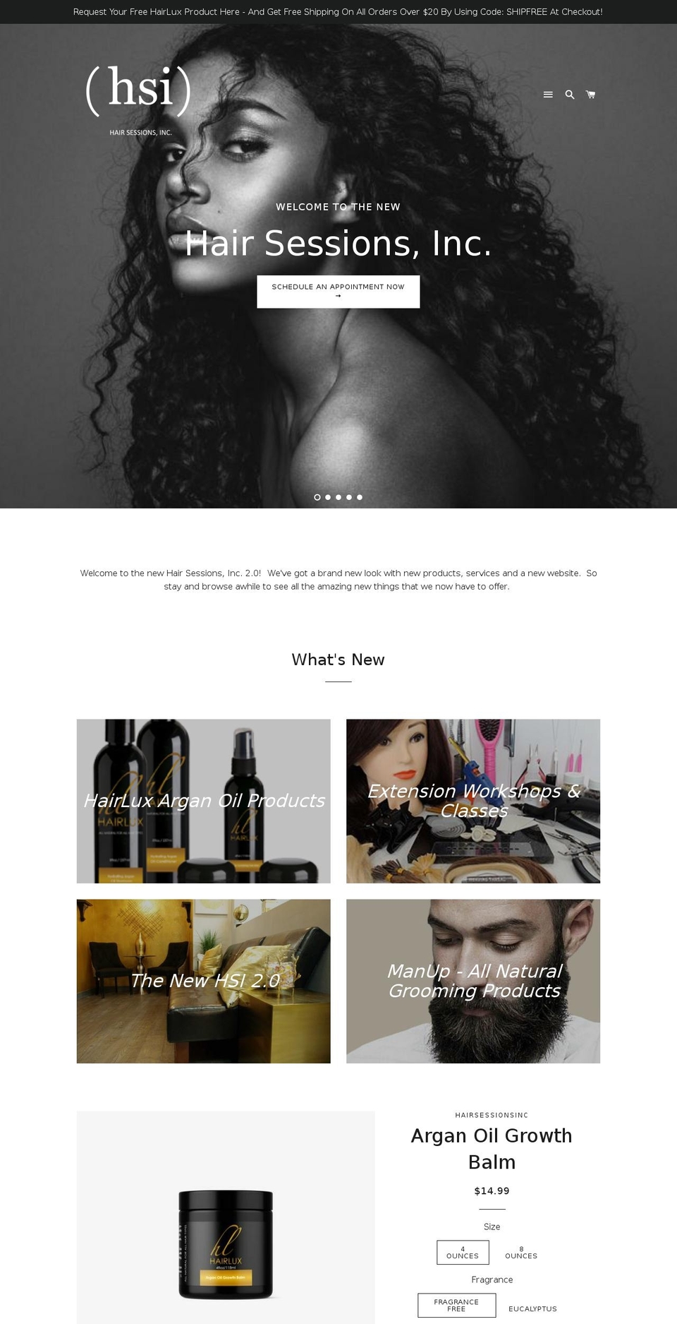 hairsessionsinc.com shopify website screenshot