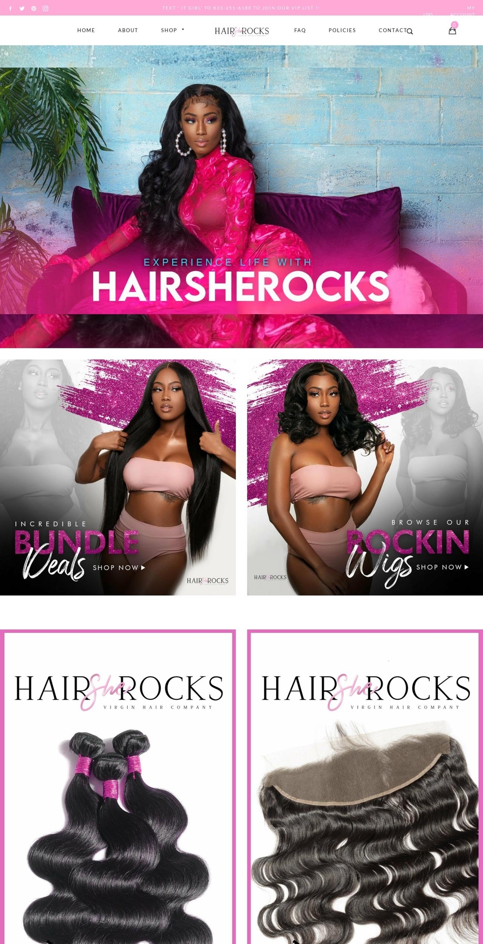hairsherocks.com shopify website screenshot