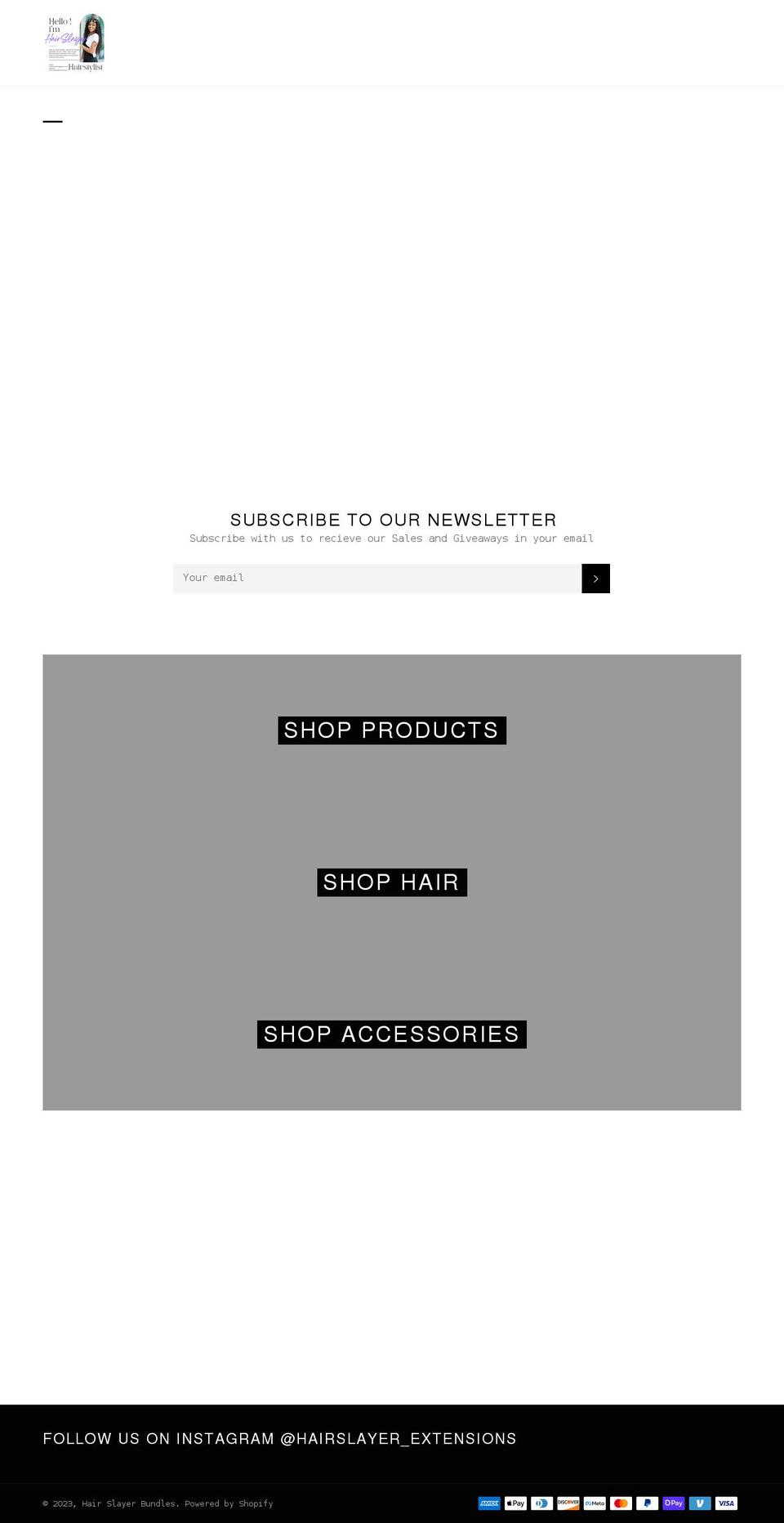 hairslayerbrand.com shopify website screenshot