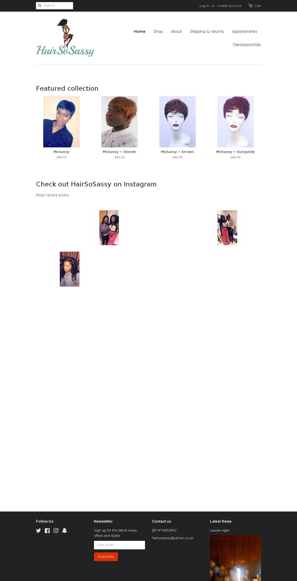hairsosassy.com — Shopify storefront screenshot
