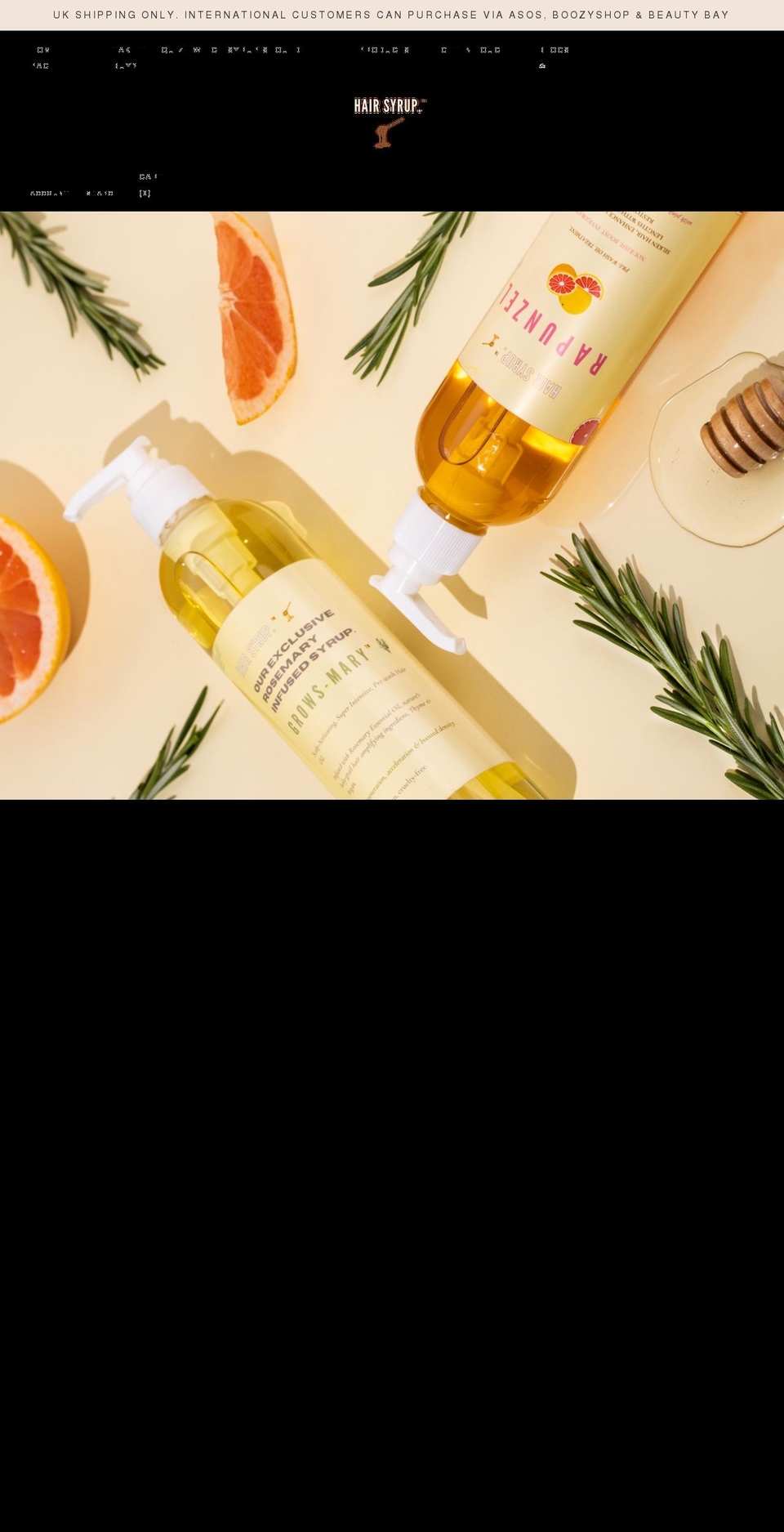 hairsyrup.co.uk shopify website screenshot