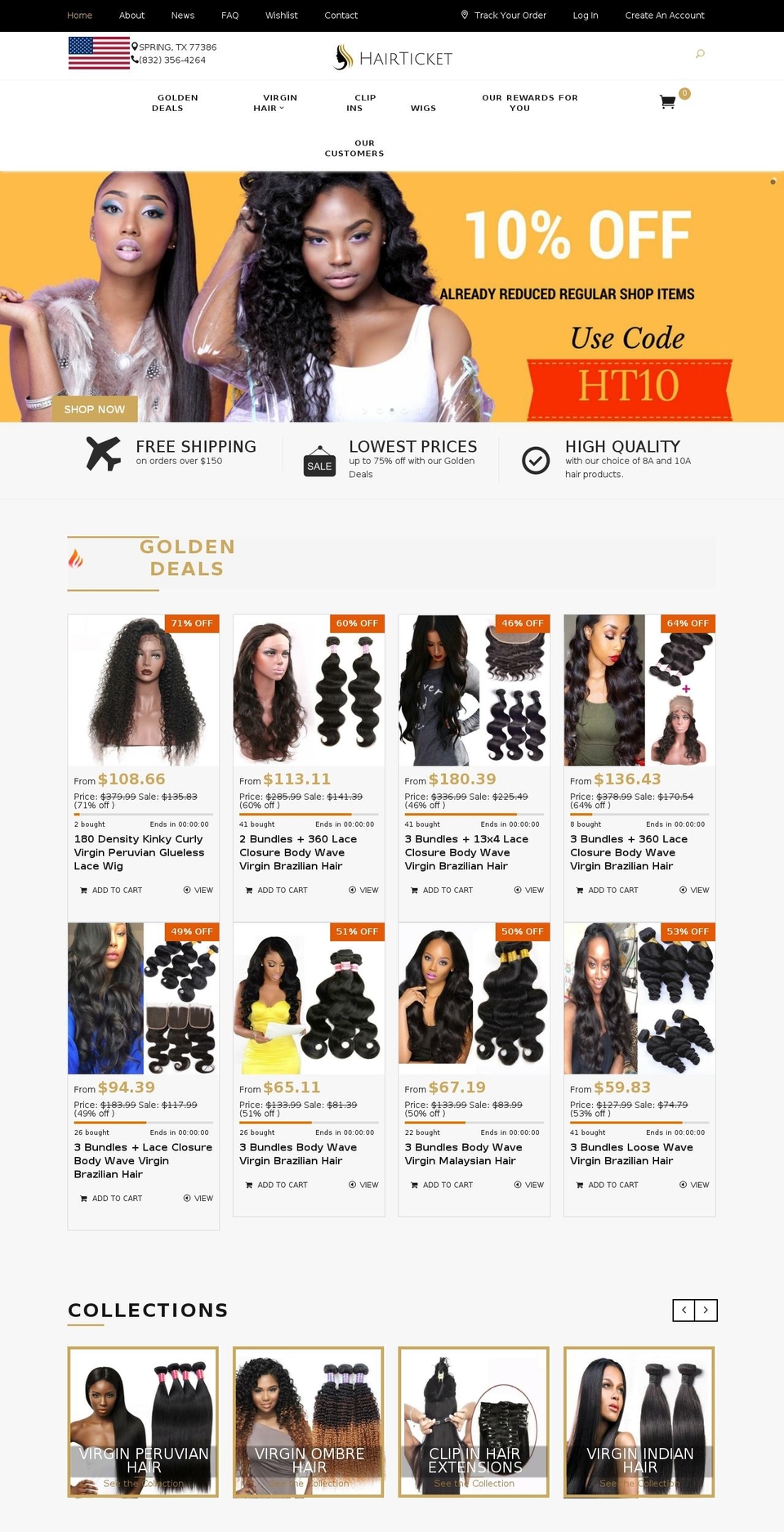 deshop Shopify theme site example hairticket.com