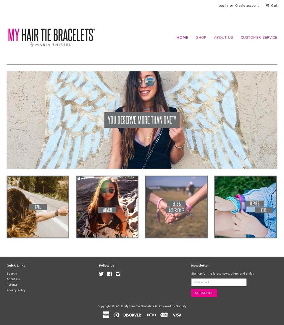 hairtiebracelet.com — Shopify storefront screenshot