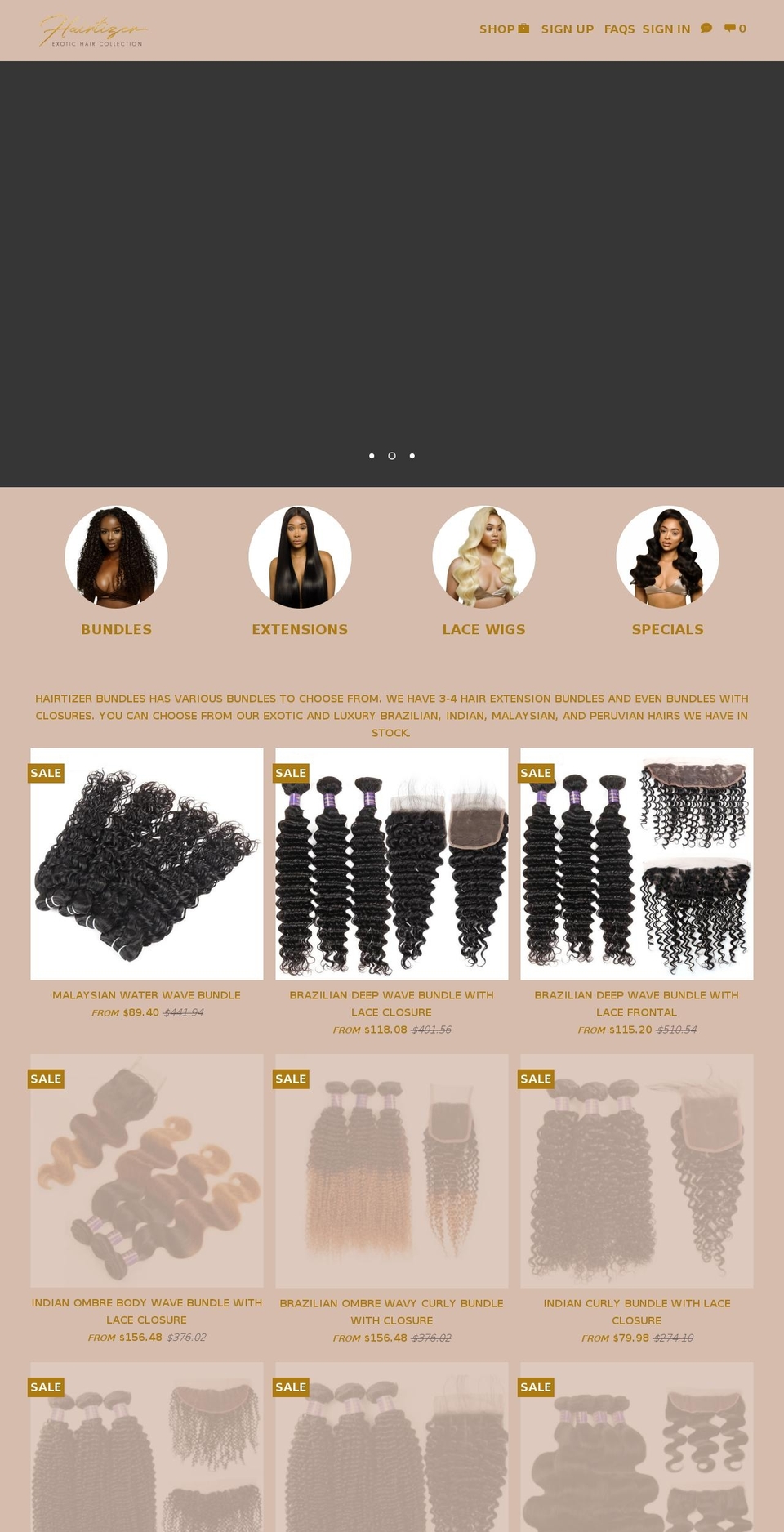 hairtizer.com — Shopify storefront screenshot