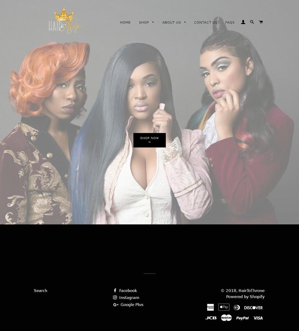 hairtothrone.com — Shopify storefront screenshot
