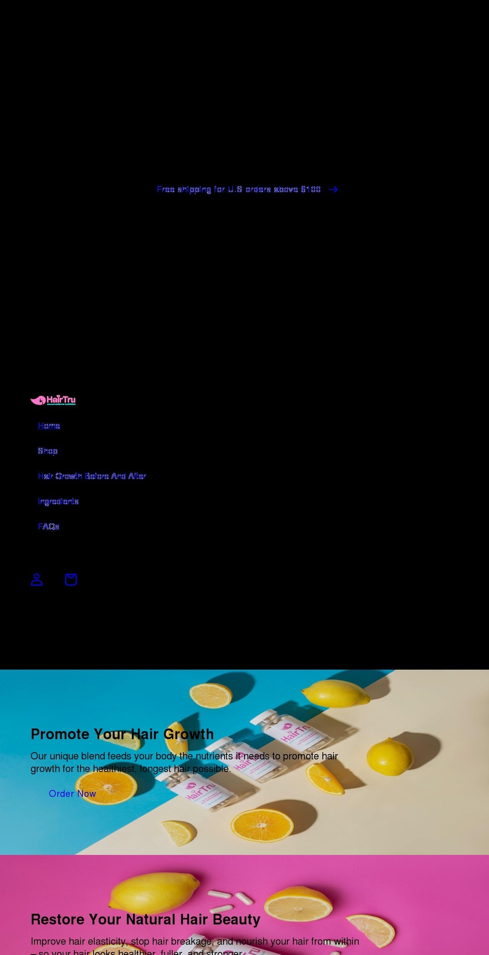 hairtru-vitamins.com shopify website screenshot