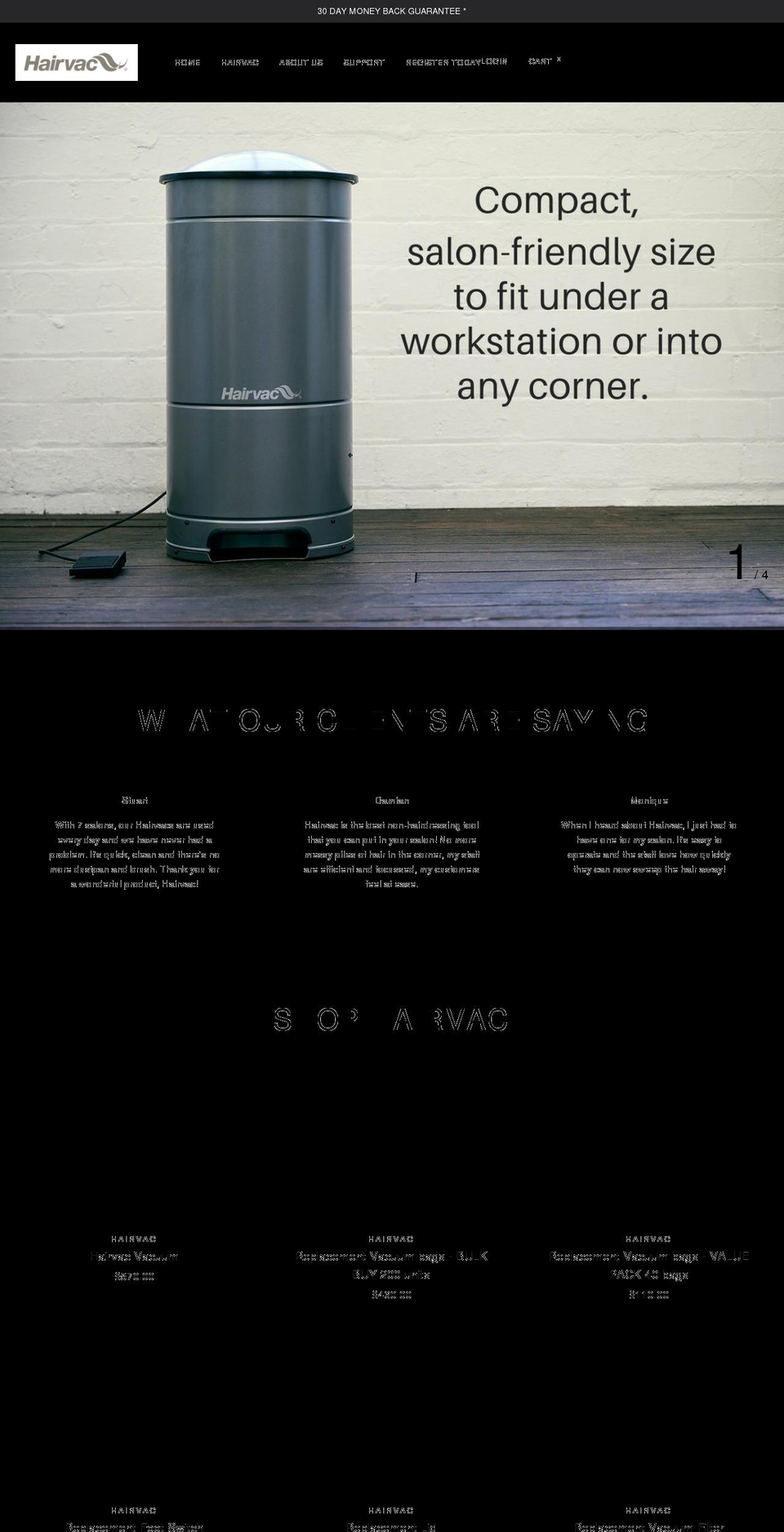 hairvac.com.au shopify website screenshot