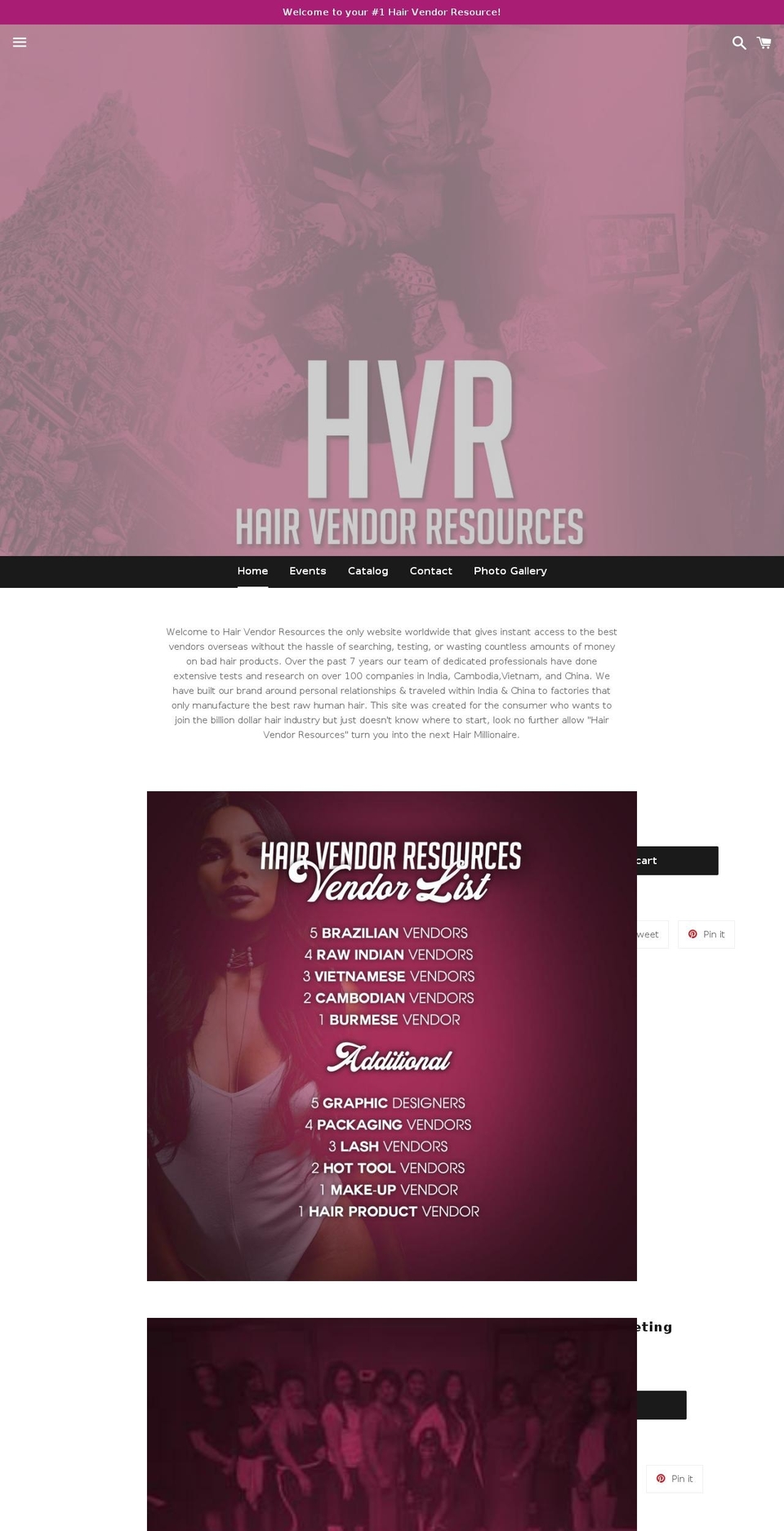 hairvendorresources.com — Shopify storefront screenshot