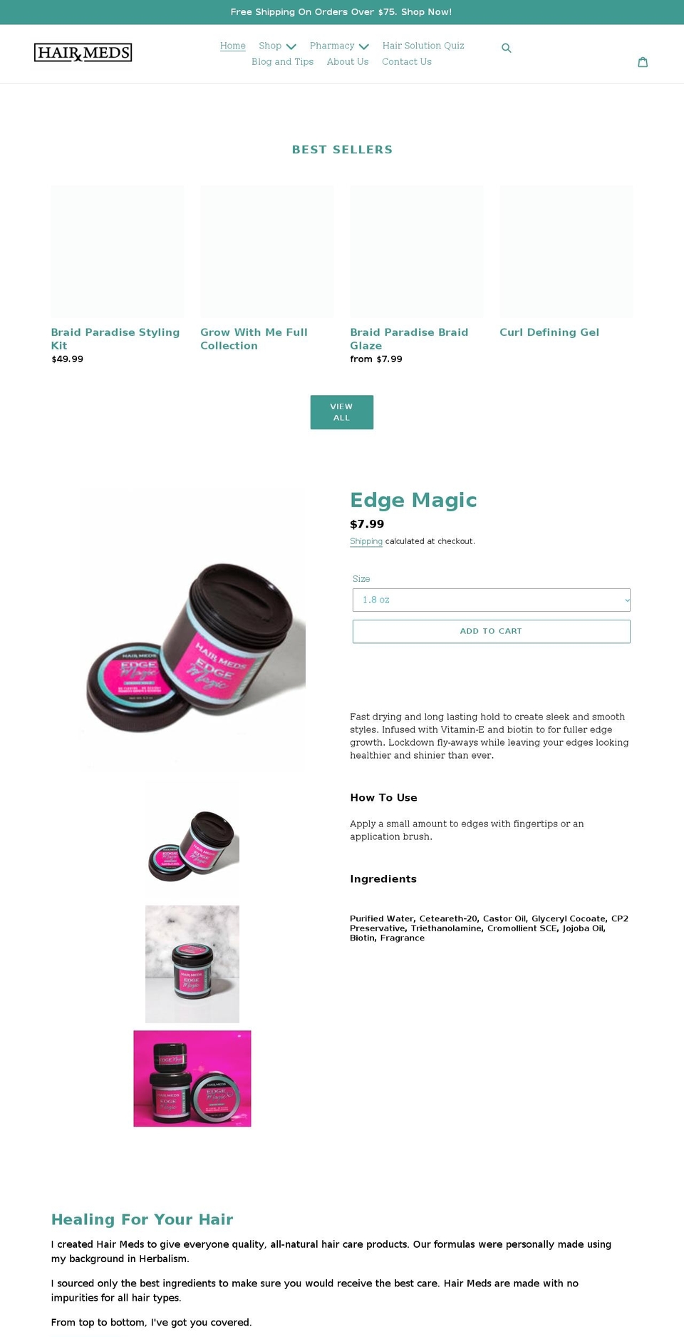 hairxmeds.com shopify website screenshot