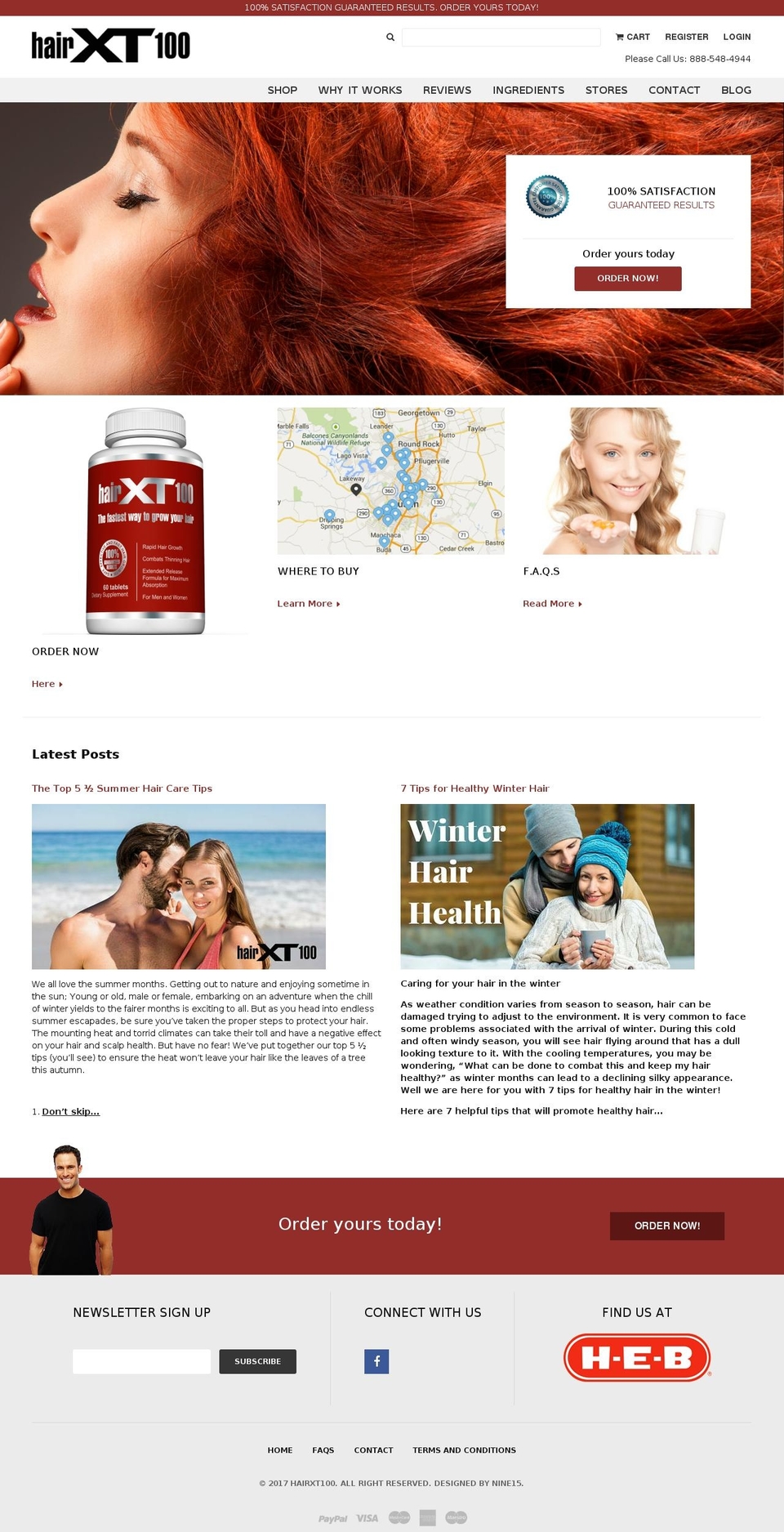 hairxt100.com shopify website screenshot