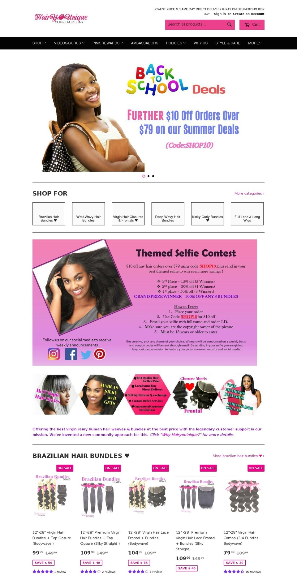 hairyounique.com shopify website screenshot