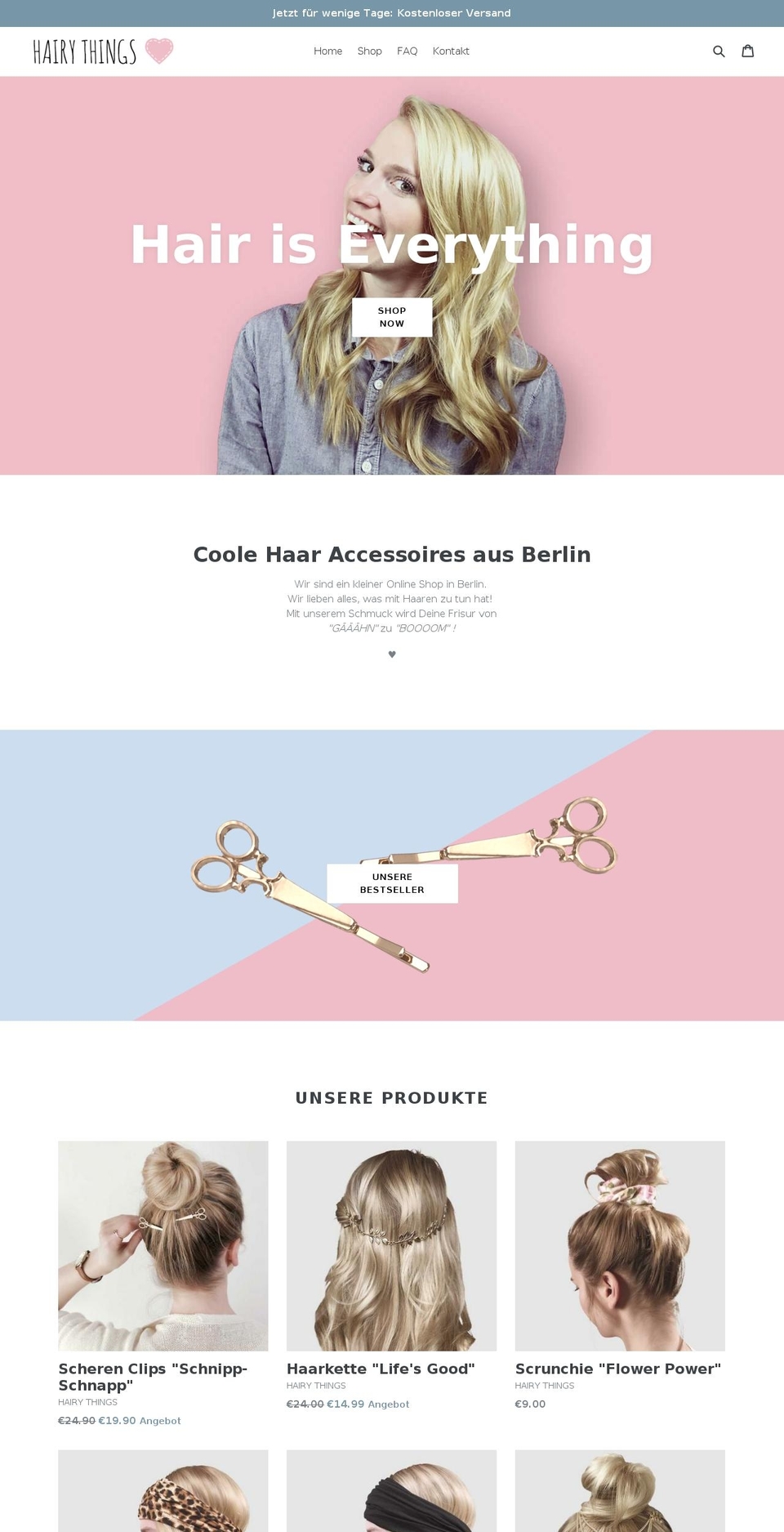hairythings.com shopify website screenshot