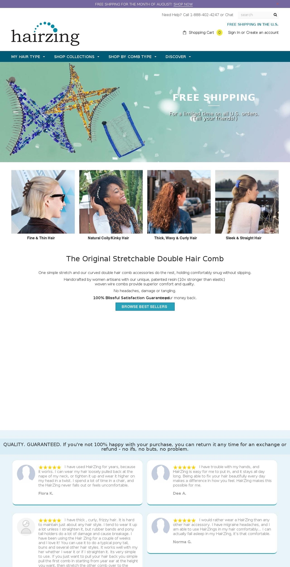 HairZing-2018 Shopify theme site example hairzingdoublecombs.com