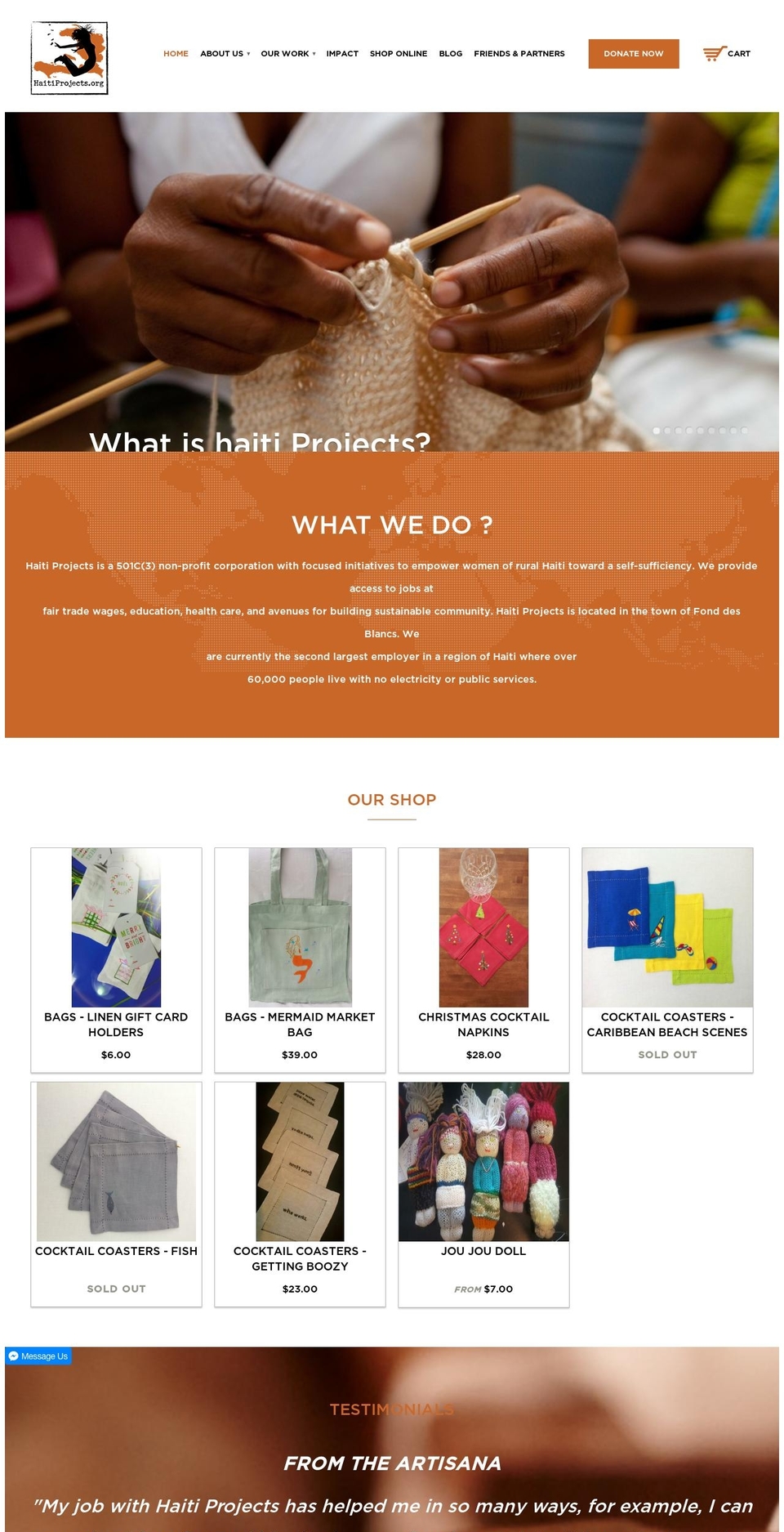 haitiprojects.info shopify website screenshot