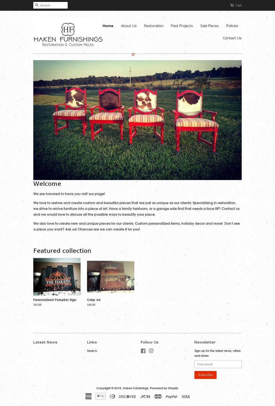 hakenfurnishings.com — Shopify storefront screenshot