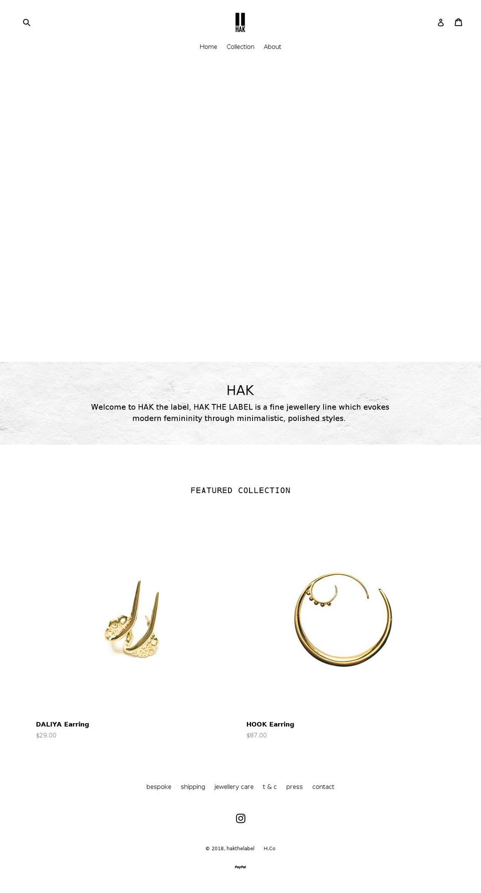 hakthelabel.com — Shopify storefront screenshot