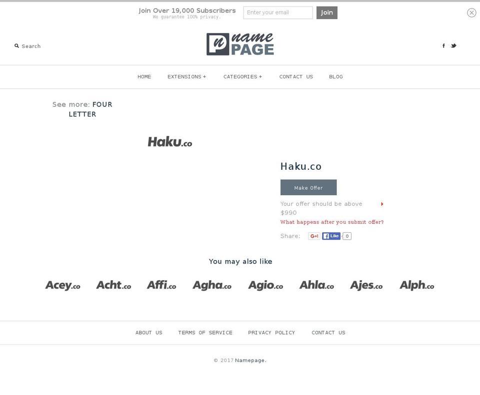 haku.co shopify website screenshot