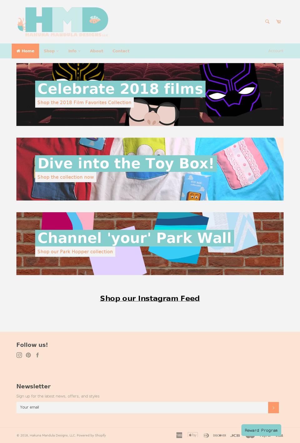 hakunamanduladesigns.com — Shopify storefront screenshot