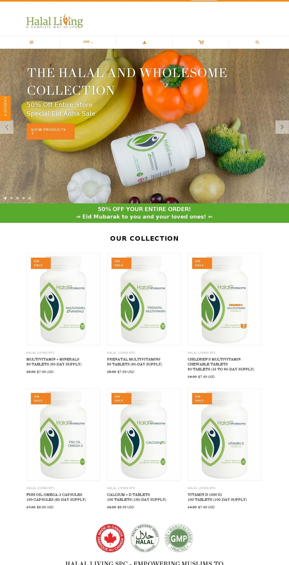halalliving.com shopify website screenshot