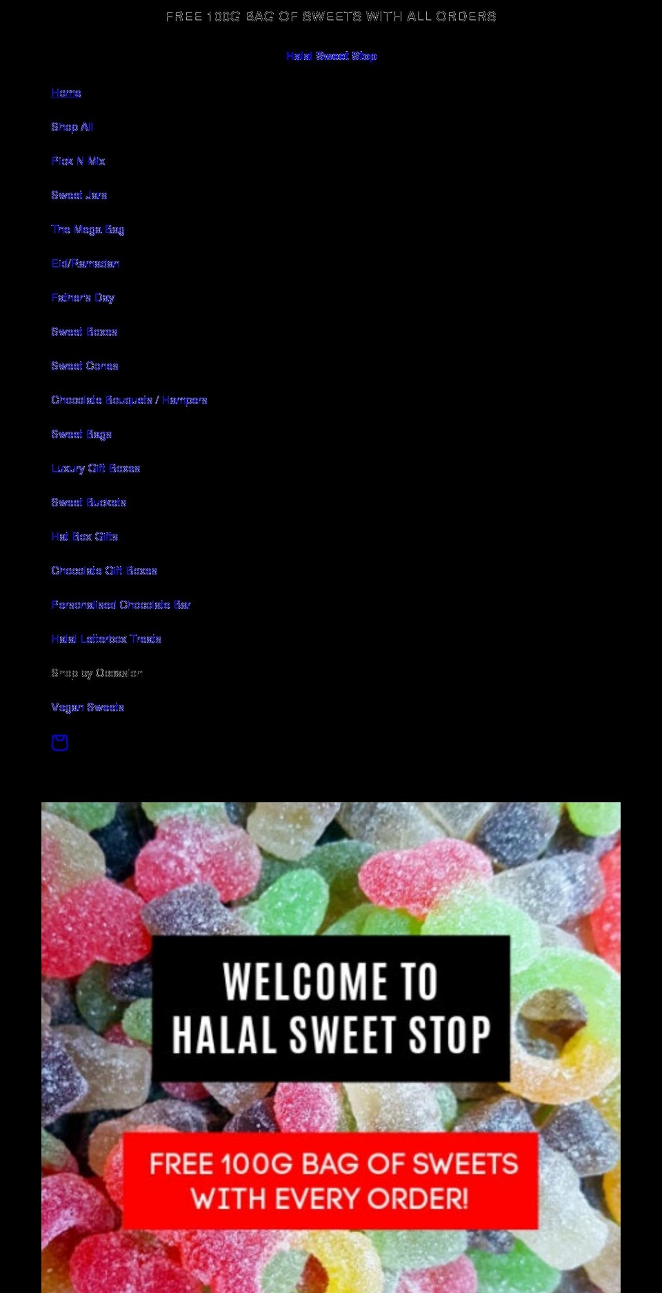 halalsweetstop.co.uk shopify website screenshot