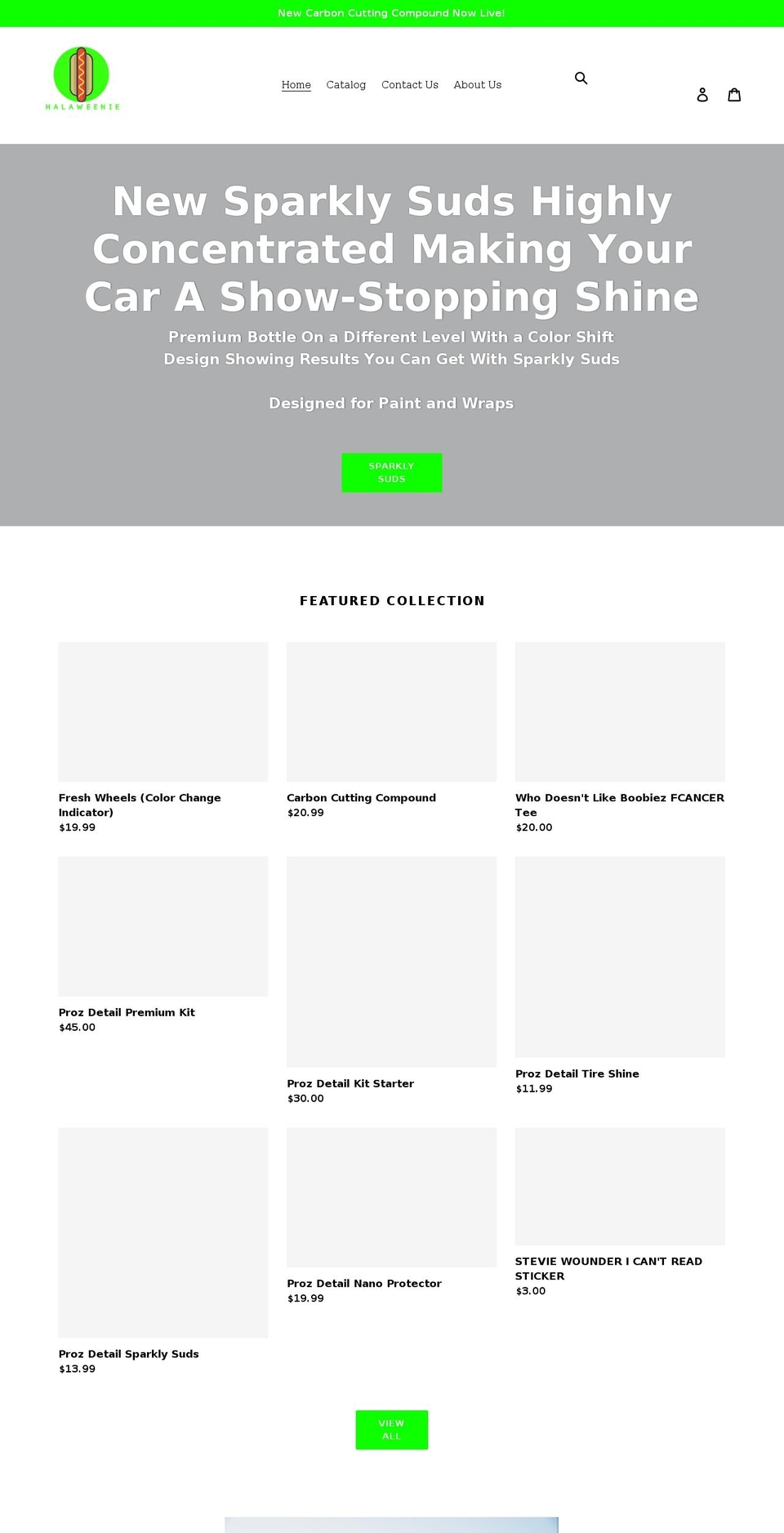 halaweenie.com shopify website screenshot