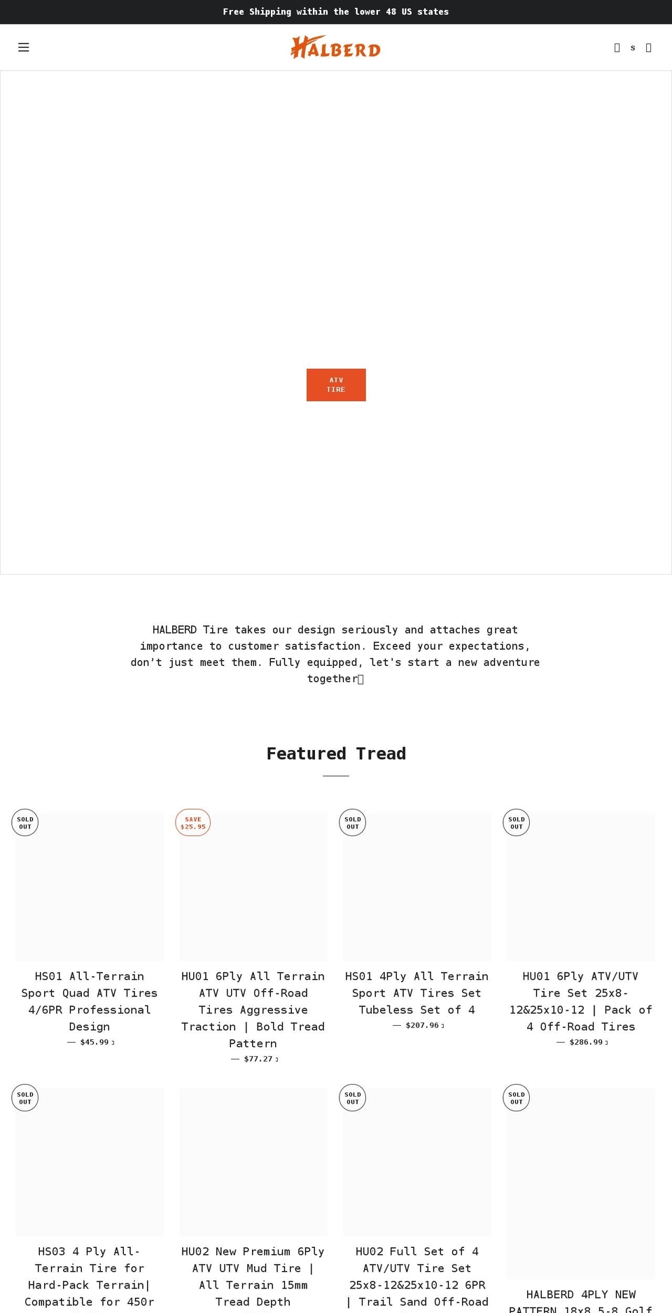 halberdtire.com shopify website screenshot