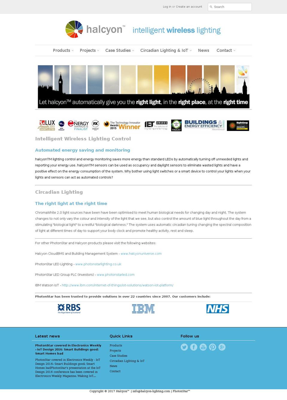halcyon-lighting.com shopify website screenshot