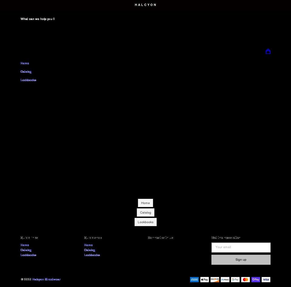 halcyonstreetwear.com shopify website screenshot