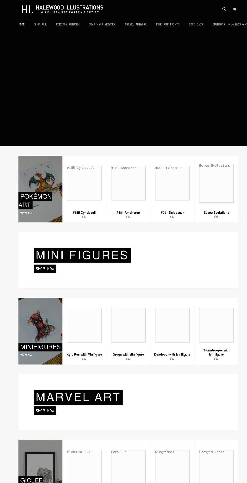 halewoodillustrations.co.uk shopify website screenshot