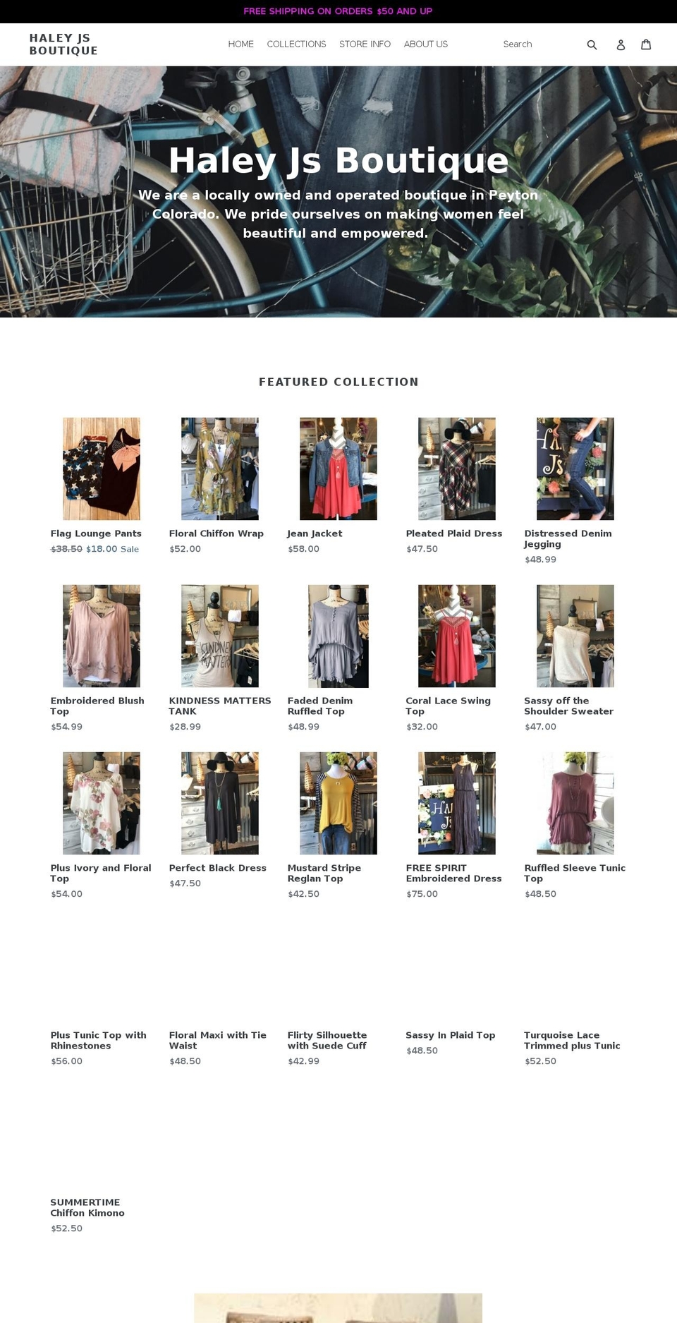 haleyjsboutique.com — Shopify storefront screenshot