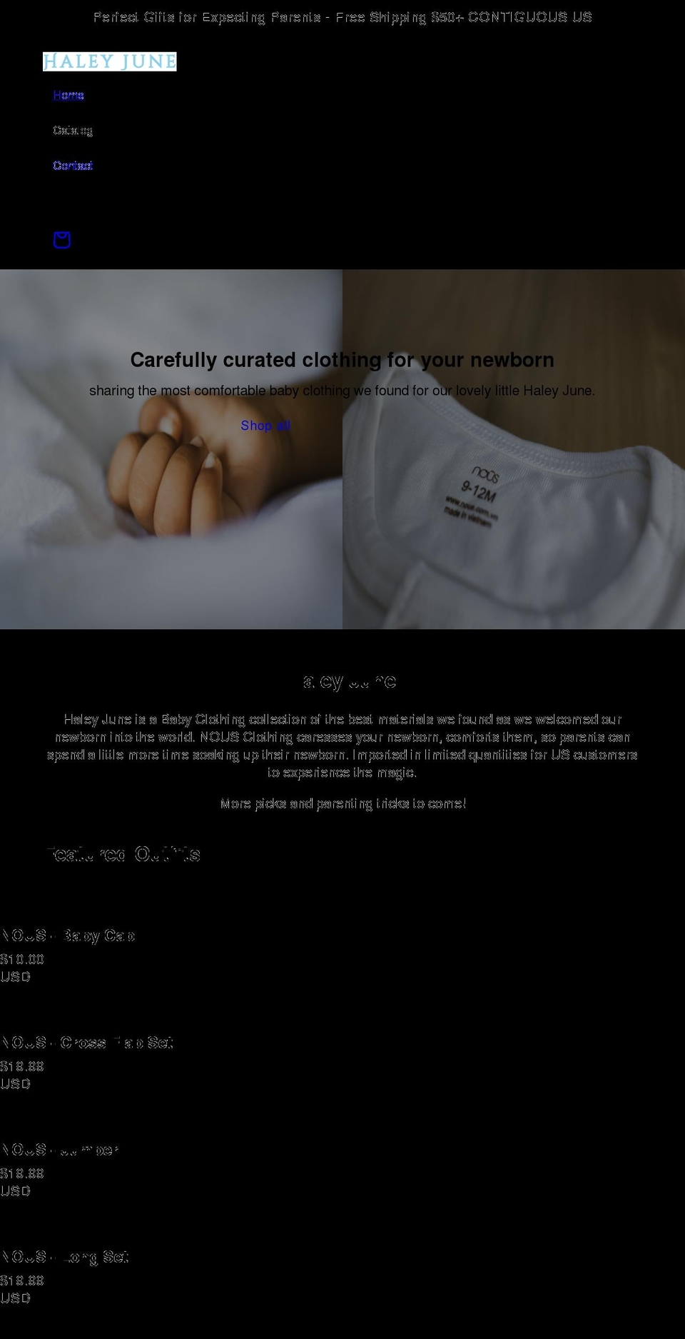 haleyjune.com shopify website screenshot