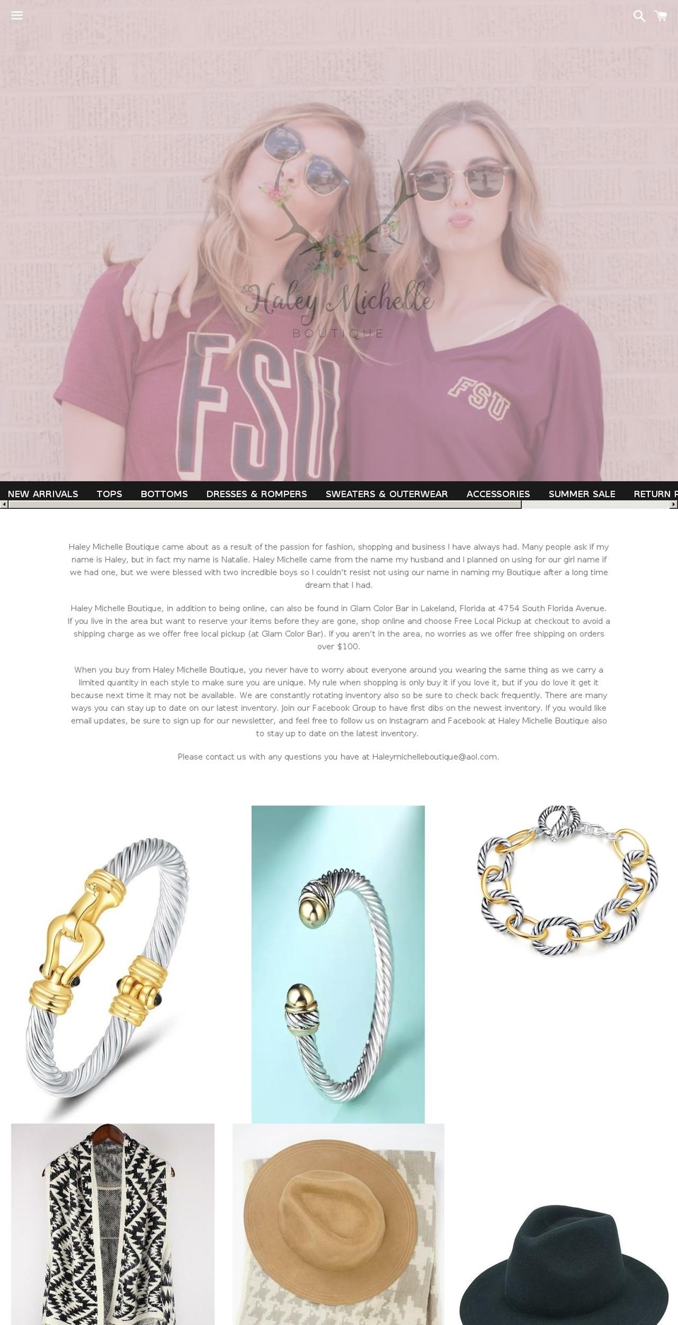 haleymichelleboutique.com shopify website screenshot
