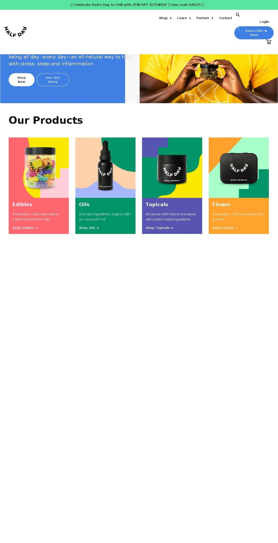 halfdaycbd.com shopify website screenshot