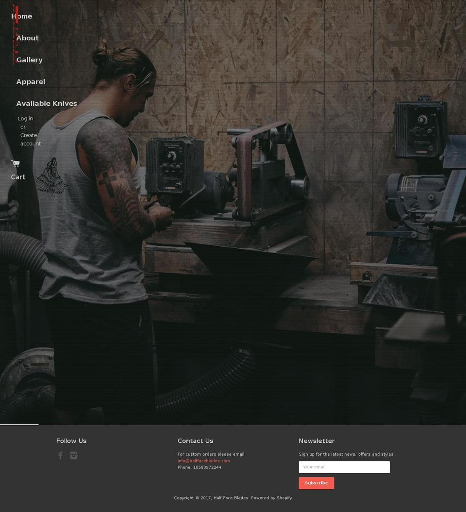 halffaceblades.com shopify website screenshot