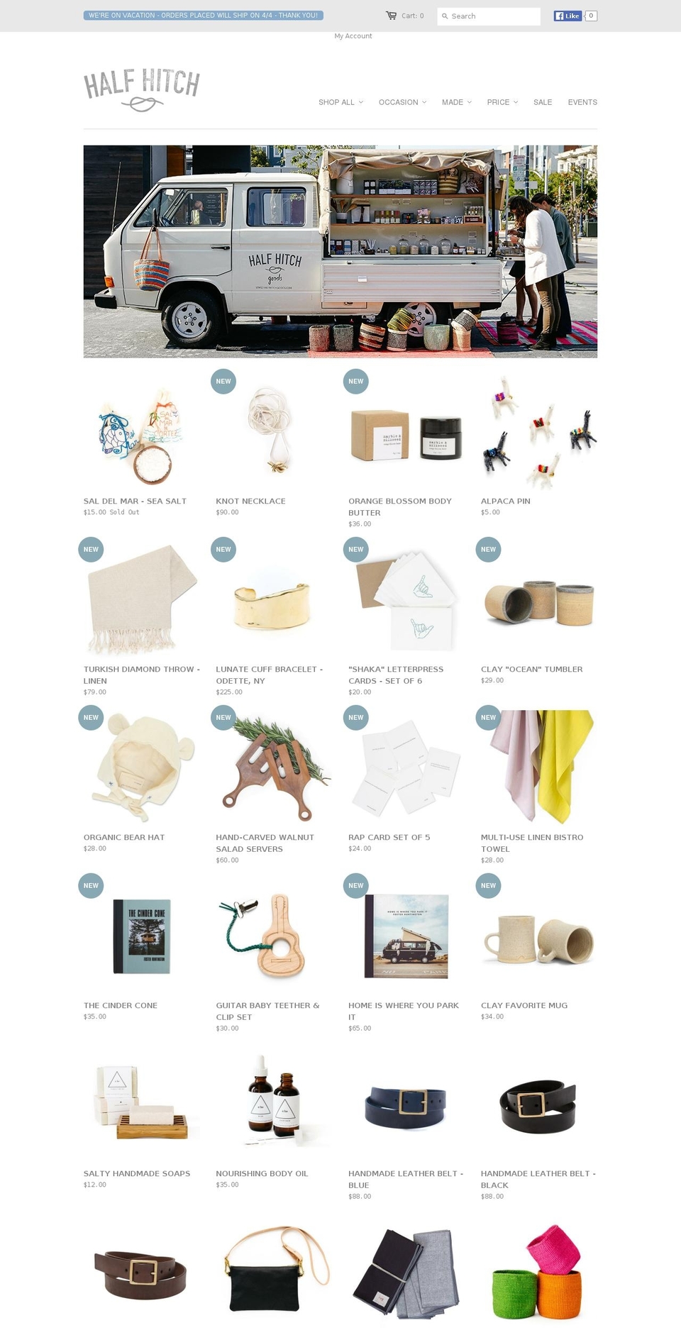 halfhitchgoods.com shopify website screenshot