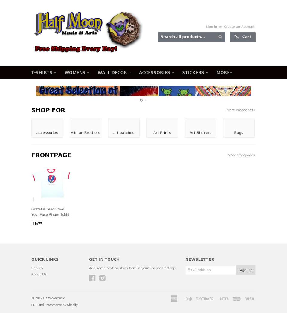 halfmoonmusic.com shopify website screenshot